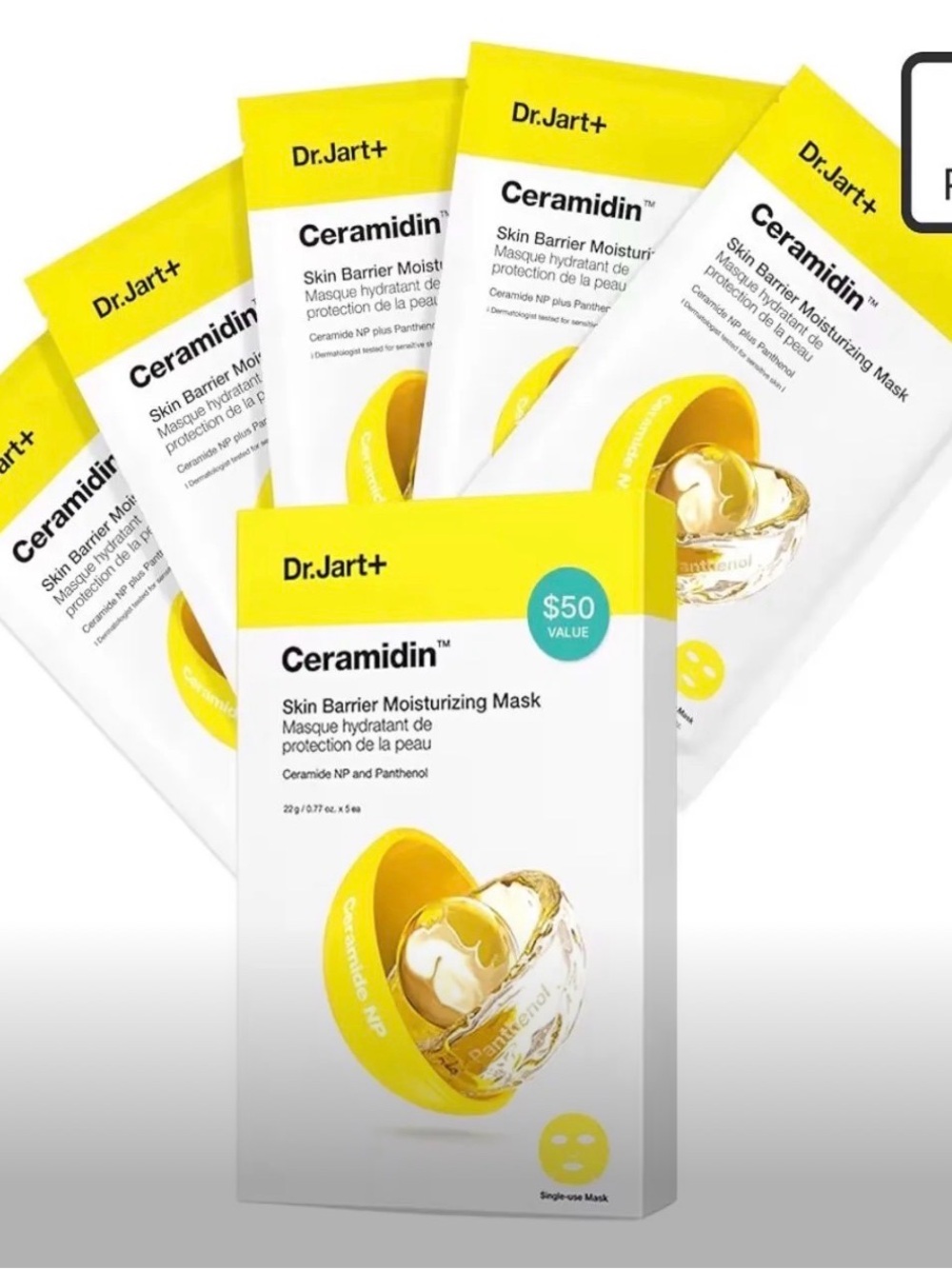 Dr.Jart+ Ceramidin Skin Barrier Moisturizing Mask — pack of 5
